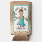 エスニック女性漫画おもしろいことわざクルーズブルー スリム缶クーラー (裏面)