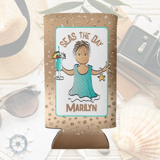 エスニック女性漫画おもしろいことわざクルーズブルー スリム缶クーラー