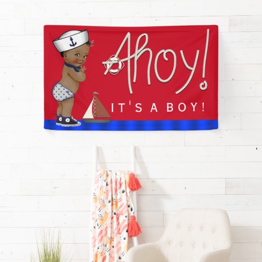エスニック小さなセーラー航海のベビーシャワー 横断幕 (インサイチュ)