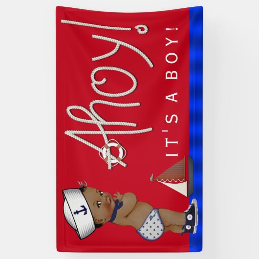 エスニック小さなセーラー航海のベビーシャワー 横断幕 (縦)