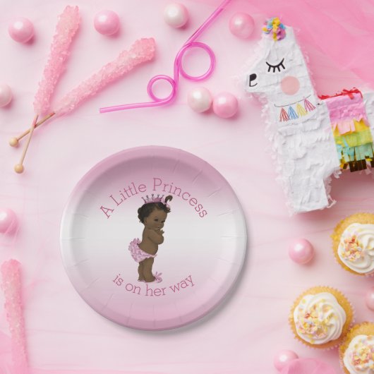 エスニック小さなプリンセス赤ちゃんシャワーピンク ペーパープレート (パーティー)