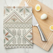 エスニック幾何学フローラ部族シームレスパターン キッチンタオル (四つ折り)