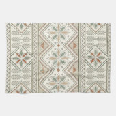 エスニック幾何学フローラ部族シームレスパターン キッチンタオル (横)