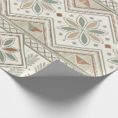 エスニック幾何学フローラ部族シームレスパターン ラッピングペーパー (角)