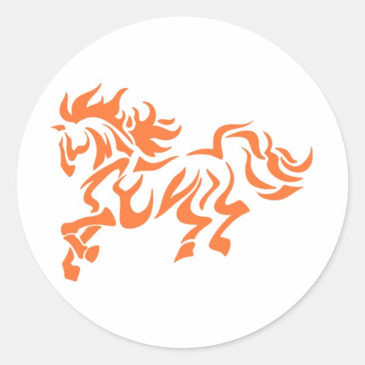 エスニック族の馬 – 背景色を選択 ラウンドシール (正面)