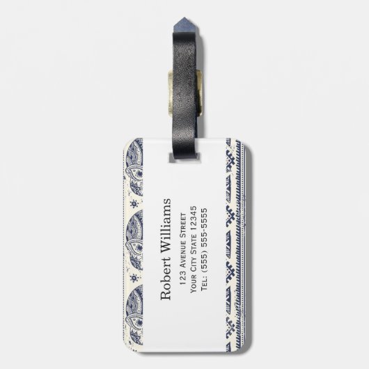 エスニック族アステカゾウ模様 ラゲッジタグ (裏面縦)