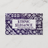 エスニック模様オーナメントホワイトon violet 名刺 (正面)
