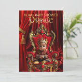 エスニック王室のプリンスベビーシャワー赤金ゴールド椅子 招待状 (スタンド正面)