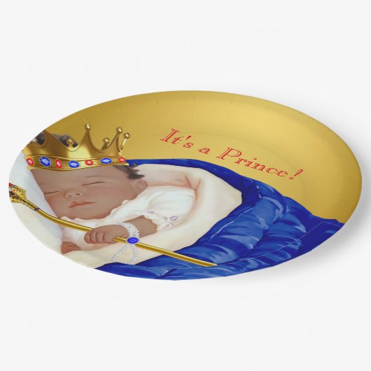 エスニック王室のプリンスベビーシャワー ペーパープレート (アングル)