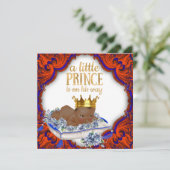 エスニック王室のプリンスレッドブルーと金ゴールド赤ちゃんシャワー 招待状 (スタンド正面)