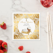 エスニック男の赤ちゃん《キリスト教》洗礼式や命名式バプテスマ金ゴールドシルバー スタンダードカクテルナプキン (インサイチュ)