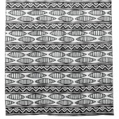 エスニック白黒パターンアフリカの泥の布 シャワーカーテン (正面)