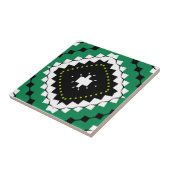 エスニック緑の黒と白の幾何学的パターン タイル (側面)