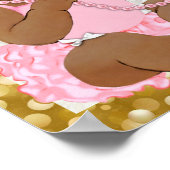 エスニック赤ちゃん女の子ピンク写真ベビーシャワーへようこそ ポスター (角)