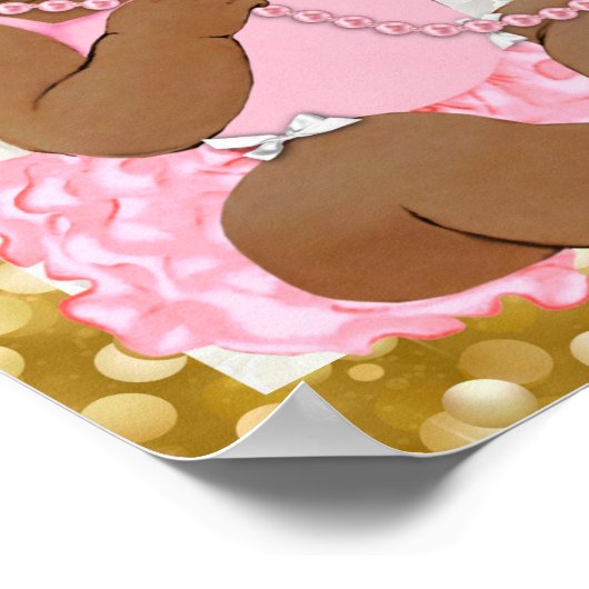 エスニック赤ちゃん女の子ピンク写真ベビーシャワーへようこそ ポスター (角)