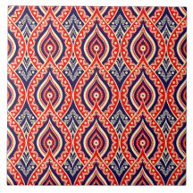 エスニック赤金ゴールド色インディアン花スタイル模様