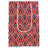 エスニック赤金ゴールド色インディアン花柄 ミディアムペーパーバッグ (裏面)