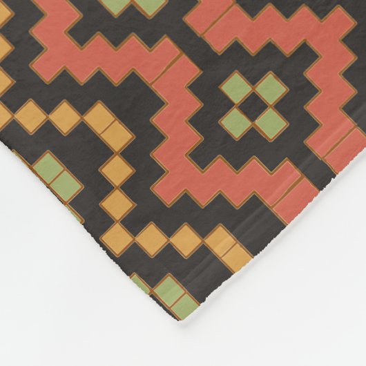 エスニック赤黒緑の部族エジプト フリースブランケット (角)