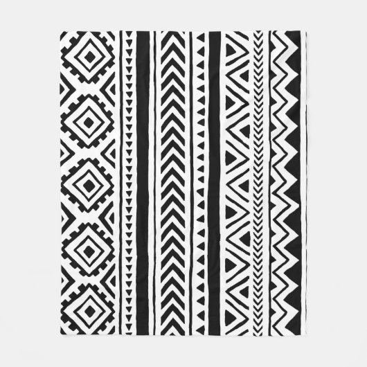 エスニック部族：手作り模様 フリースブランケット (正面)