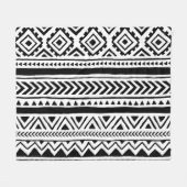 エスニック部族：手作り模様 フリースブランケット (正面(横))