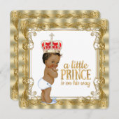 エスニック金ゴールド王室のプリンスベビーシャワー 招待状 (正面/裏面)