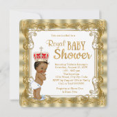 エスニック金ゴールド王室のプリンスベビーシャワー 招待状 (裏面)