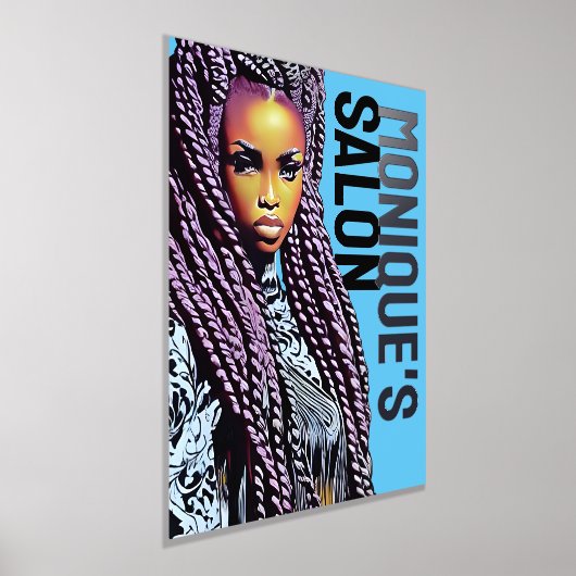 エスニック髪のサロンの壁の看板、長い三つ編み銀 箔ポスター (レイダウン)