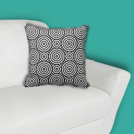 エスニック黒丸パターン白 クッション