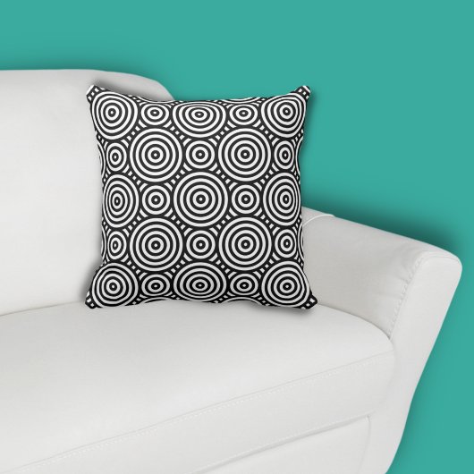 エスニック黒丸パターン白 クッション
