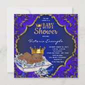 エスニック アフリカ系アメリカ人 プリンス ベイビー シャワー 招待状 (裏面)