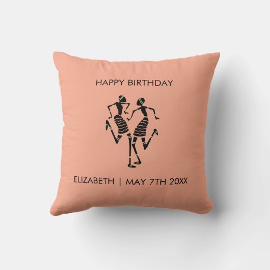 エスニック・アフリカ・アート・カーニバル・ダンス クッション (裏面)