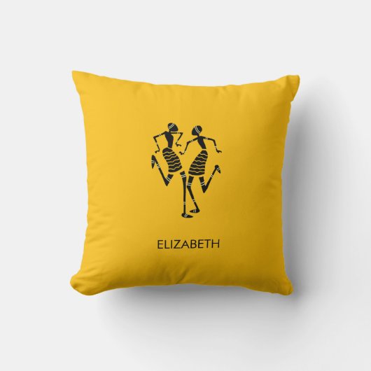 エスニック・アフリカ・アート・カーニバル・ダンス クッション (正面)