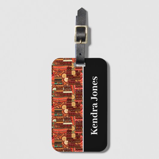 エスニック アフロセントリック ケンテ トライバル パターン 旅行鞄 ラゲッジタグ (正面縦)
