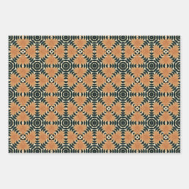 エスニック・アメリカン・ボホ・アート・パターン・セット1 ラッピングペーパーシート