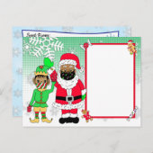 エスニック・サンタと小妖精や小人・フェイスマスクからの手紙 シーズンポストカード (正面/裏面)