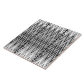 エスニック・シェブロン・ダマスク、グレー、ブラックとホワイト タイル (側面)