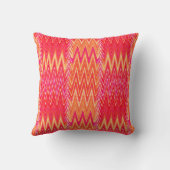 エスニック・シェブロン・ダマスク、コーラル・オレンジとピンク クッション (裏面)
