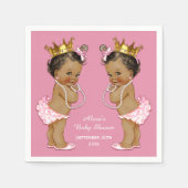 エスニック・ツインプリンセスベビーシャワーパーソナライズされた スタンダードカクテルナプキン (正面)