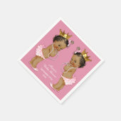エスニック・ツインプリンセスベビーシャワーパーソナライズされた スタンダードカクテルナプキン (角)