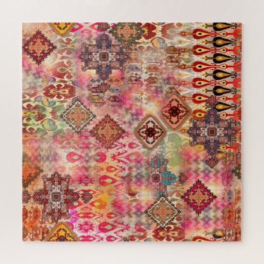 エスニック・デジタル・抽象芸術のシームレス・パターン ジグソーパズル (横)