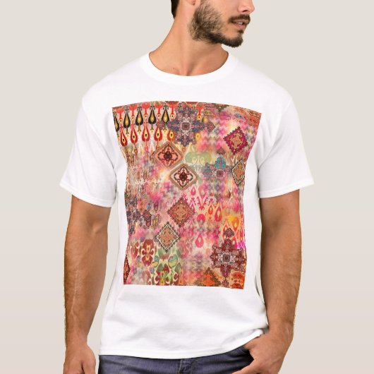 エスニック・デジタル・抽象芸術のシームレス・パターン Tシャツ (正面)