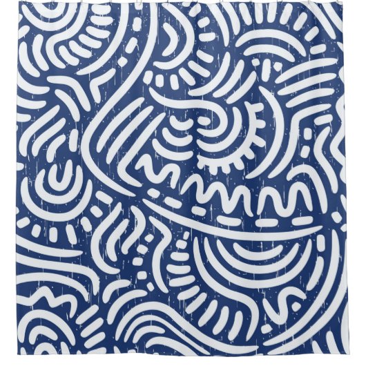 エスニック・トライバルとのシームレスなパターン シャワーカーテン (正面)