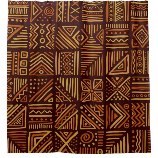 エスニック・トライバル・ストにおけるアフリカの衝突の途切れないパターン シャワーカーテン (正面)