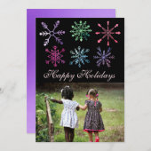 エスニック ハッピー ホリデー 水彩 雪の結晶 シーズンカード (正面/裏面)