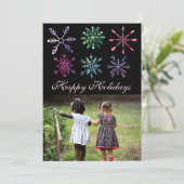 エスニック ハッピー ホリデー 水彩 雪の結晶 シーズンカード (スタンド正面)