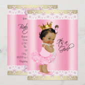 エスニック バレリーナ チュチュ 赤ちゃん女の子 シャワー 招待状 (正面/裏面)