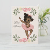 エスニック バレリーナ ヴィンテージ ローズ ローレル ベビーシャワー 招待状 (スタンド正面)