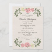 エスニック バレリーナ ヴィンテージ ローズ ローレル ベビーシャワー 招待状 (裏面)