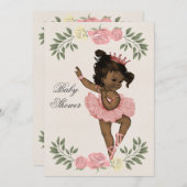 エスニック バレリーナ ヴィンテージ ローズ ローレル ベビーシャワー 招待状 (正面/裏面)