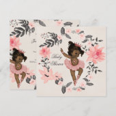 エスニック バレリーナ 水彩 花輪 ベビーシャワー 招待状 (正面/裏面)